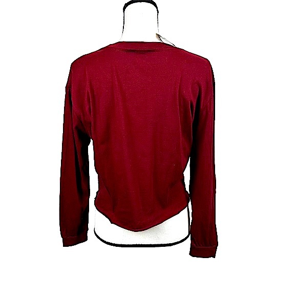 NWT Messy Bun Just Chillin Long Sleeve Colorado Crop in Burgundy Wine Color Sz S - Picture 4 of 16